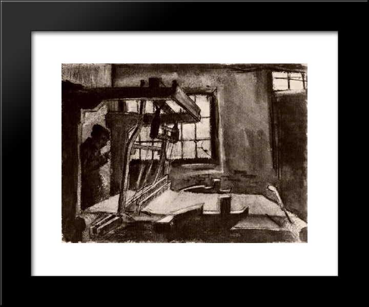 Interior With A Weaver Facing Right 20x24 Black Modern Wood Framed Art Print Poster by Van Gogh, Vincent