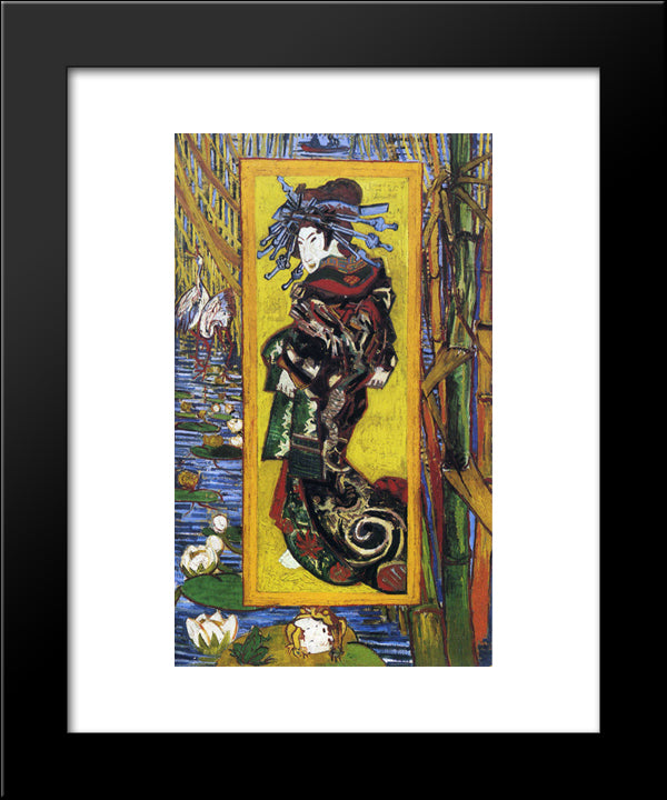 Japonaiserie Oiran (After Kesai Eisen) 20x24 Black Modern Wood Framed Art Print Poster by Van Gogh, Vincent