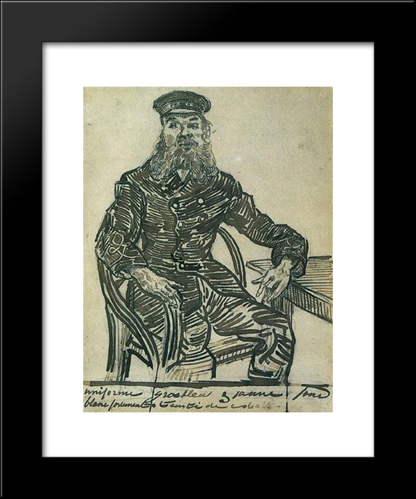 Joseph Roulin, Sitting In A Cane Chair, Three-Quarter-Length 20x24 Black Modern Wood Framed Art Print Poster by Van Gogh, Vincent