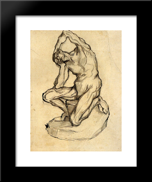 Kneeling Ecorche 20x24 Black Modern Wood Framed Art Print Poster by Van Gogh, Vincent