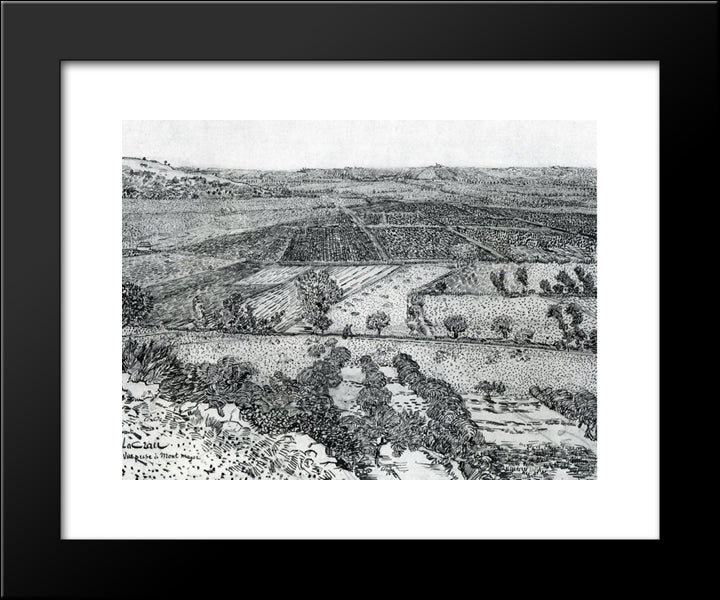 La Crau Seen From Montmajour 20x24 Black Modern Wood Framed Art Print Poster by Van Gogh, Vincent