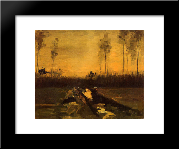 Landscape At Dusk 20x24 Black Modern Wood Framed Art Print Poster by Van Gogh, Vincent