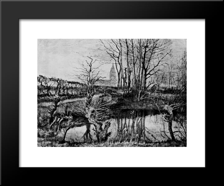 Landscape At Nuenen 20x24 Black Modern Wood Framed Art Print Poster by Van Gogh, Vincent