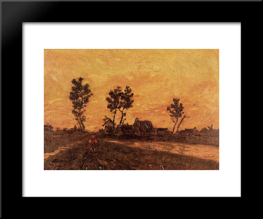 Landscape At Sunset 20x24 Black Modern Wood Framed Art Print Poster by Van Gogh, Vincent