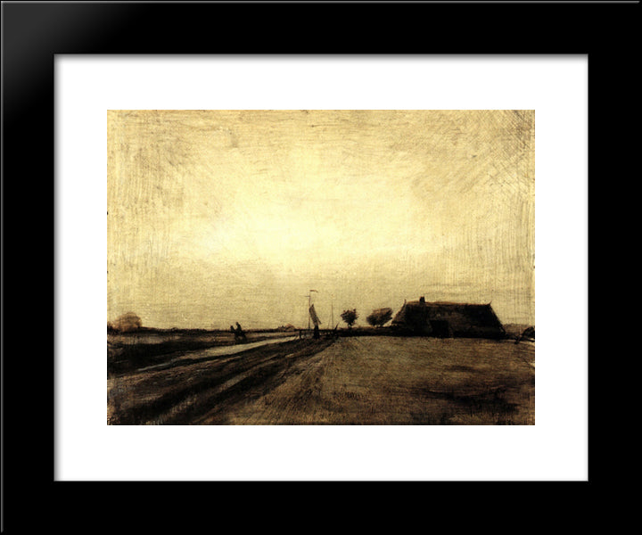 Landscape In Drenthe 20x24 Black Modern Wood Framed Art Print Poster by Van Gogh, Vincent