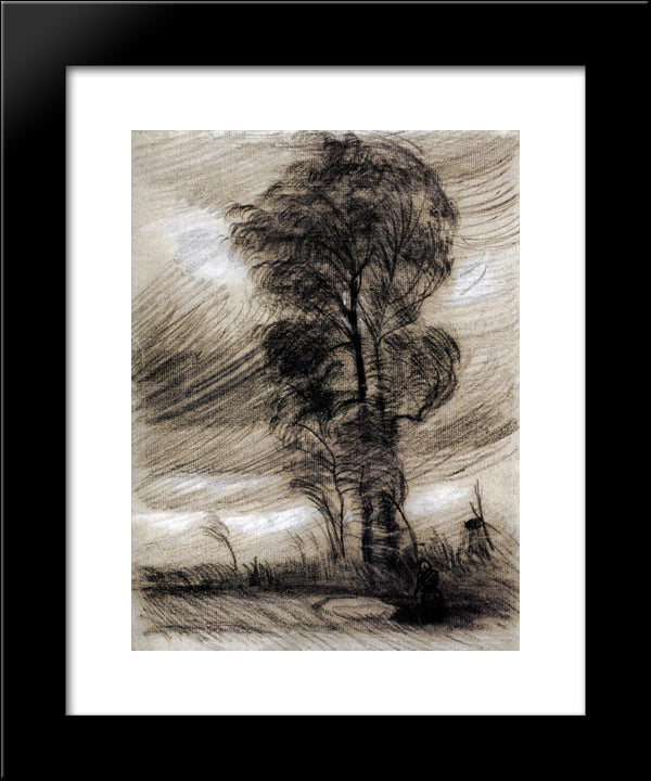 Landscape In Stormy Weather 20x24 Black Modern Wood Framed Art Print Poster by Van Gogh, Vincent