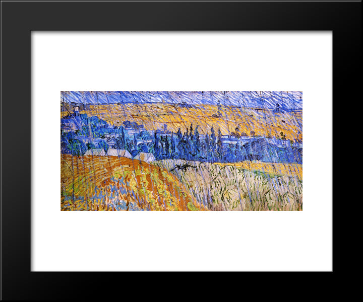 Landscape In The Rain 20x24 Black Modern Wood Framed Art Print Poster by Van Gogh, Vincent