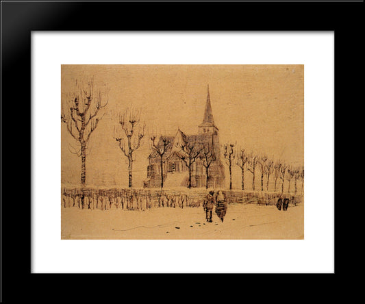 Landscape With A Church 20x24 Black Modern Wood Framed Art Print Poster by Van Gogh, Vincent