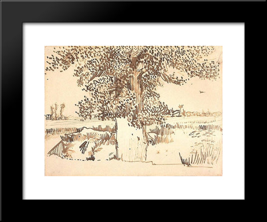 Landscape With A Tree In The Foreground 20x24 Black Modern Wood Framed Art Print Poster by Van Gogh, Vincent