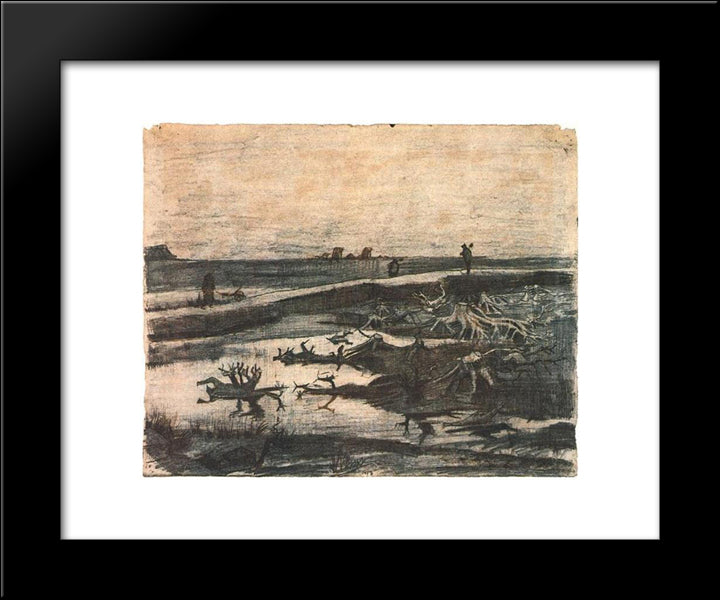 Landscape With Bog-Oak Trunks 20x24 Black Modern Wood Framed Art Print Poster by Van Gogh, Vincent