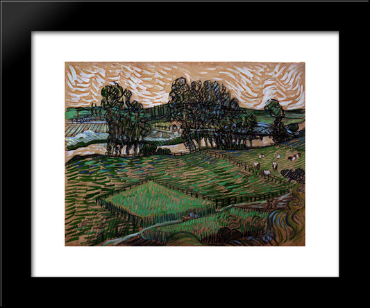 Landscape With Bridge Across The Oise 20x24 Black Modern Wood Framed Art Print Poster by Van Gogh, Vincent