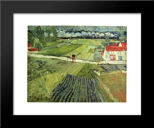 Landscape With Carriage And Train 20x24 Black Modern Wood Framed Art Print Poster by Van Gogh, Vincent