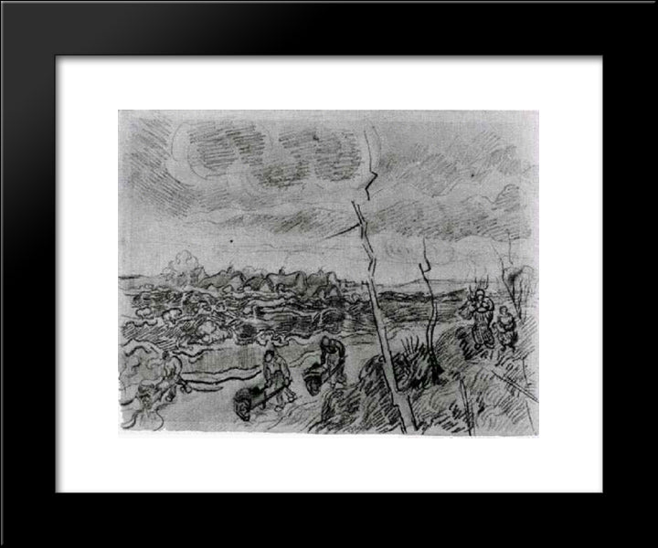 Landscape With Cottages 20x24 Black Modern Wood Framed Art Print Poster by Van Gogh, Vincent