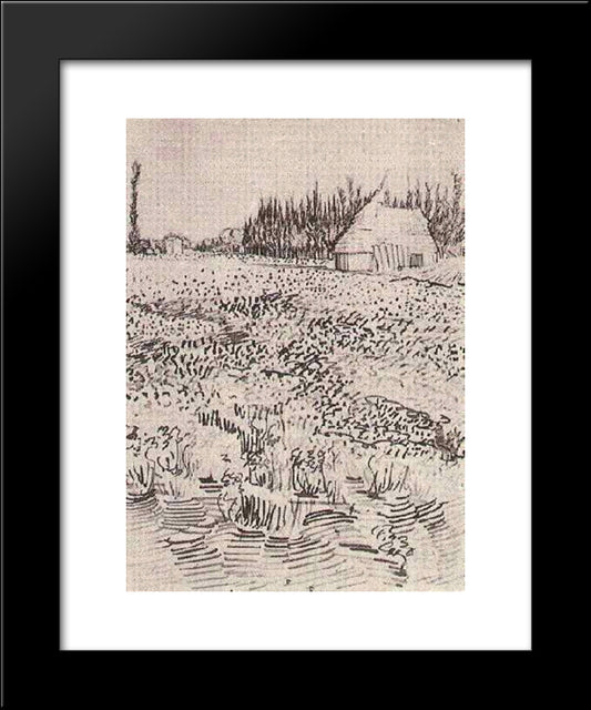 Landscape With Hut In The Camargue 20x24 Black Modern Wood Framed Art Print Poster by Van Gogh, Vincent