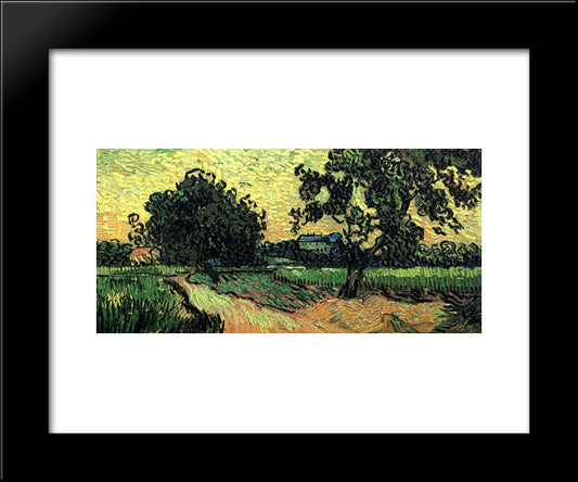 Landscape With The Chateau Of Auvers At Sunset 20x24 Black Modern Wood Framed Art Print Poster by Van Gogh, Vincent