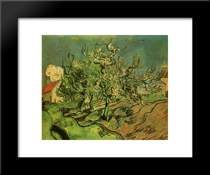 Landscape With Three Trees And A House 20x24 Black Modern Wood Framed Art Print Poster by Van Gogh, Vincent