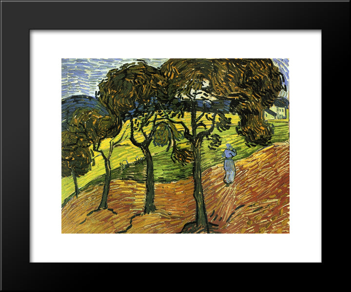 Landscape With Trees And Figures 20x24 Black Modern Wood Framed Art Print Poster by Van Gogh, Vincent