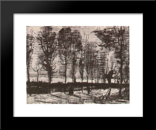 Lane With Poplars 20x24 Black Modern Wood Framed Art Print Poster by Van Gogh, Vincent