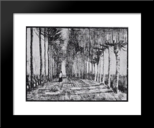 Lane With Trees And One Figure 20x24 Black Modern Wood Framed Art Print Poster by Van Gogh, Vincent