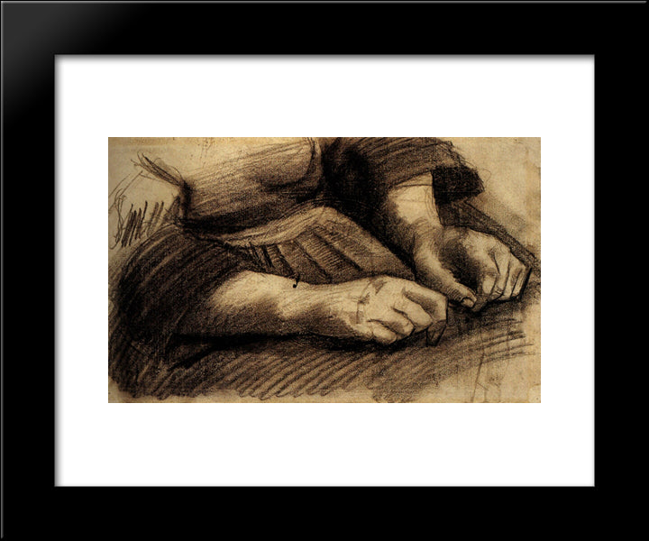 Lap With Hands 20x24 Black Modern Wood Framed Art Print Poster by Van Gogh, Vincent