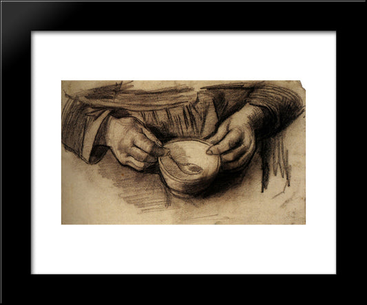 Lap With Hands And A Bowl 20x24 Black Modern Wood Framed Art Print Poster by Van Gogh, Vincent