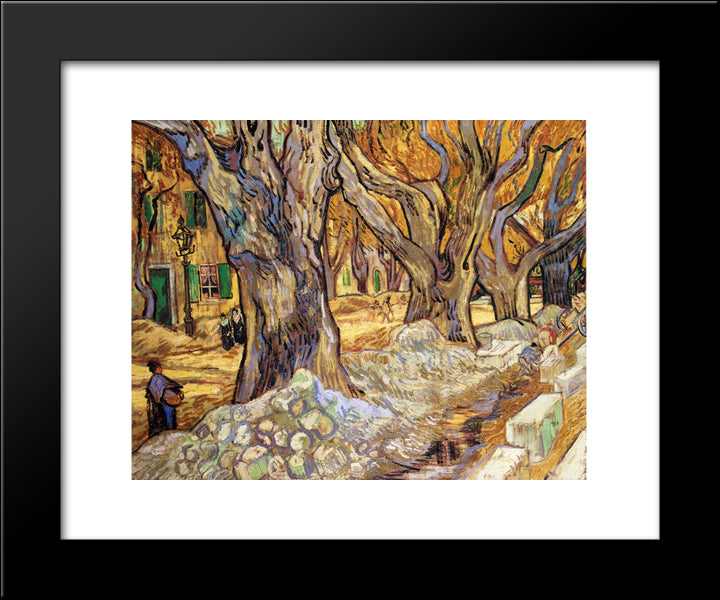 Large Plane Trees 20x24 Black Modern Wood Framed Art Print Poster by Van Gogh, Vincent