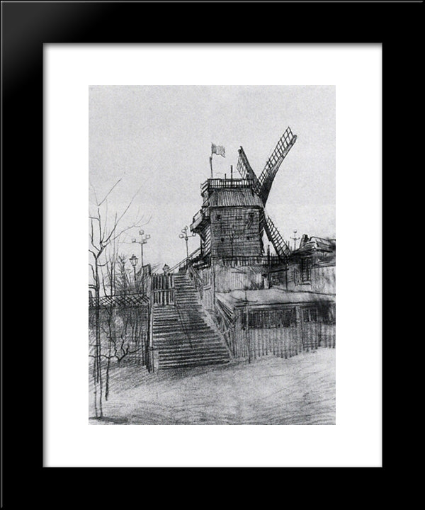 Le Moulin De La Galette 20x24 Black Modern Wood Framed Art Print Poster by Van Gogh, Vincent