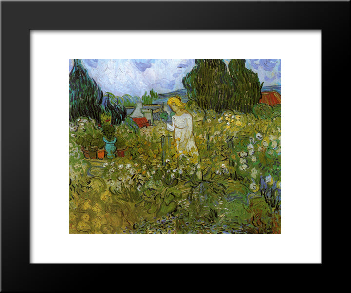 Mademoiselle Gachet In Her Garden At Auvers-Sur-Oise 20x24 Black Modern Wood Framed Art Print Poster by Van Gogh, Vincent