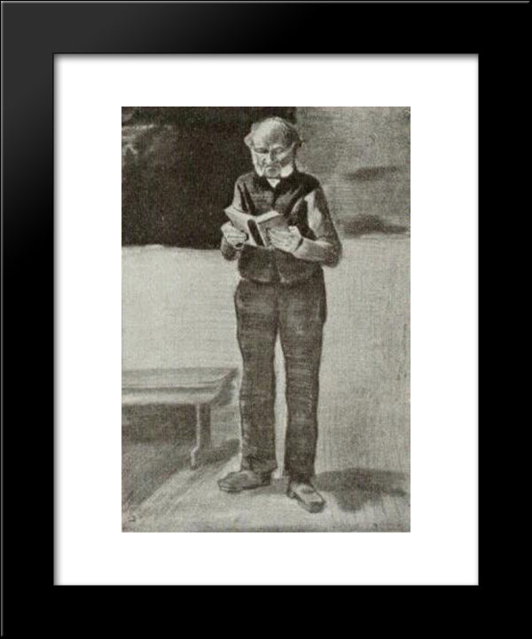 Man, Standing, Reading A Book 20x24 Black Modern Wood Framed Art Print Poster by Van Gogh, Vincent