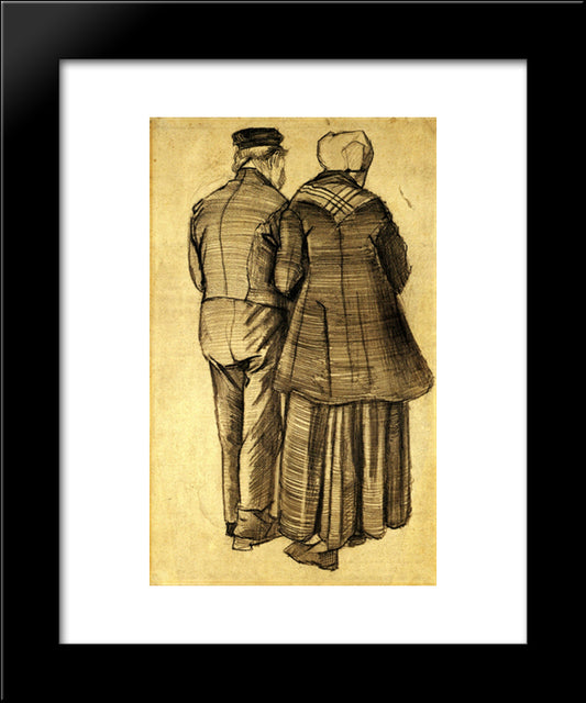 Man And Woman Seen From The Back 20x24 Black Modern Wood Framed Art Print Poster by Van Gogh, Vincent