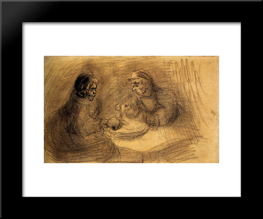 Man And Woman Sharing A Meal 20x24 Black Modern Wood Framed Art Print Poster by Van Gogh, Vincent