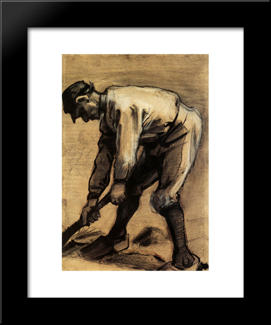 Man Breaking Up The Soil 20x24 Black Modern Wood Framed Art Print Poster by Van Gogh, Vincent