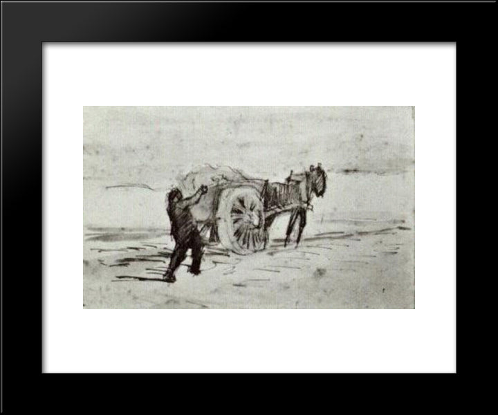 Man Loading A Cart 20x24 Black Modern Wood Framed Art Print Poster by Van Gogh, Vincent