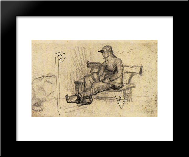Man On A Bench 20x24 Black Modern Wood Framed Art Print Poster by Van Gogh, Vincent