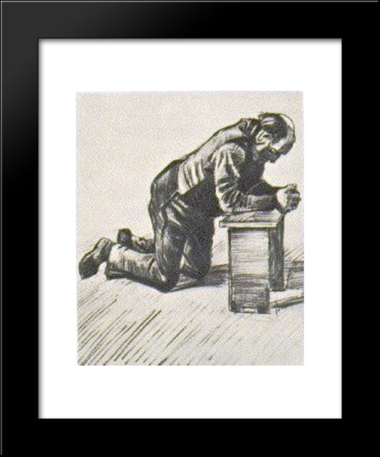 Man Praying 20x24 Black Modern Wood Framed Art Print Poster by Van Gogh, Vincent