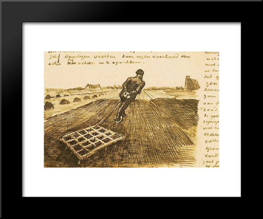 Man Pulling A Harrow 20x24 Black Modern Wood Framed Art Print Poster by Van Gogh, Vincent