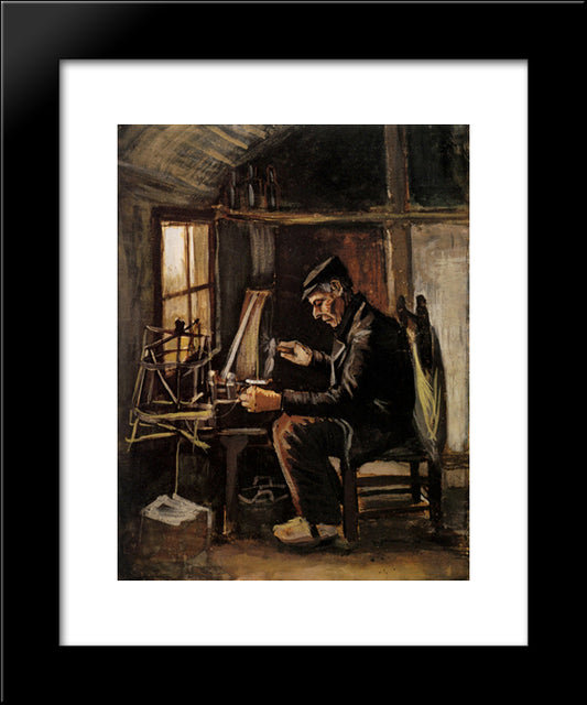 Man Winding Yarn 20x24 Black Modern Wood Framed Art Print Poster by Van Gogh, Vincent