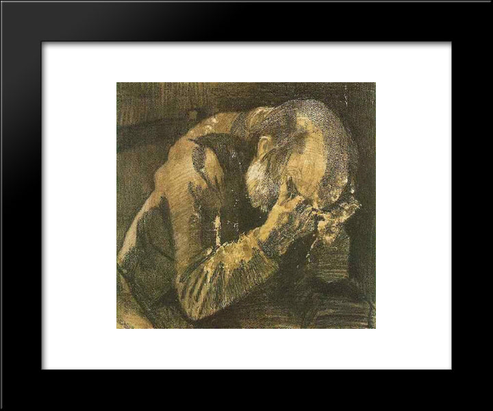 Man With His Head In His Hands 20x24 Black Modern Wood Framed Art Print Poster by Van Gogh, Vincent