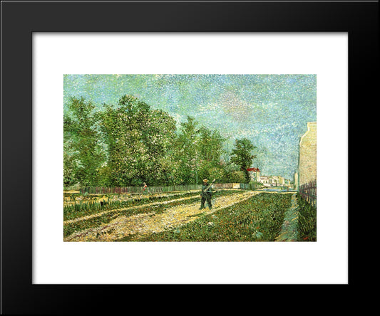 Man With Spade In A Suburb Of Paris 20x24 Black Modern Wood Framed Art Print Poster by Van Gogh, Vincent