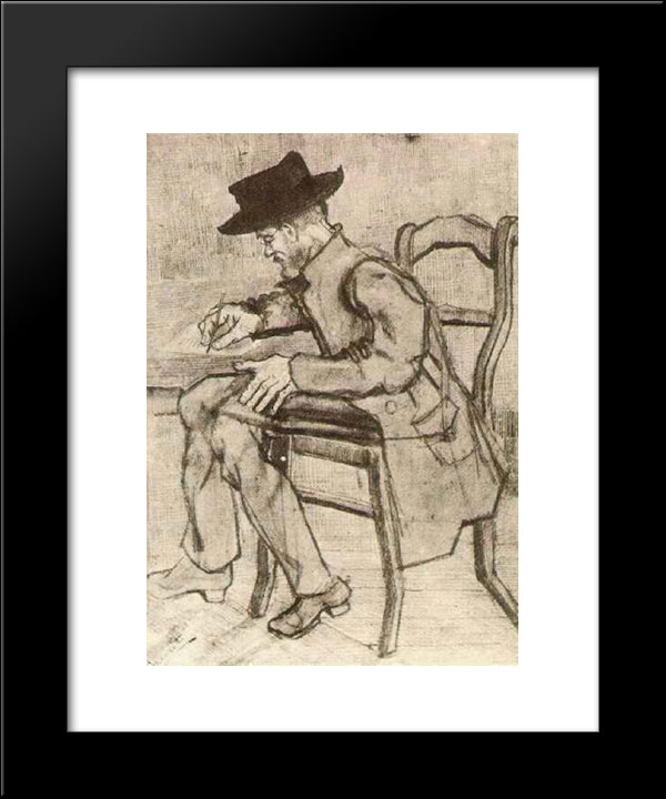 Man Writing Facing Left 20x24 Black Modern Wood Framed Art Print Poster by Van Gogh, Vincent