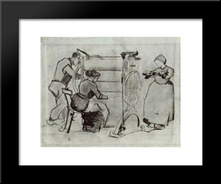 Mangle With Two Women And A Man 20x24 Black Modern Wood Framed Art Print Poster by Van Gogh, Vincent