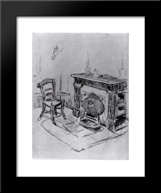 Mantelpiece With Chair 20x24 Black Modern Wood Framed Art Print Poster by Van Gogh, Vincent