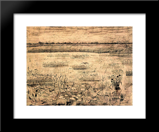 Marsh With Water Lillies 20x24 Black Modern Wood Framed Art Print Poster by Van Gogh, Vincent