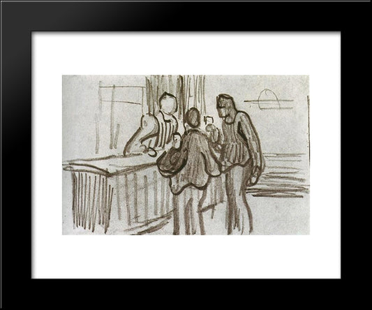 Men In Front Of The Counter In A Cafe 20x24 Black Modern Wood Framed Art Print Poster by Van Gogh, Vincent