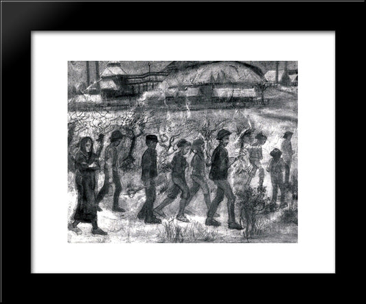 Miners 20x24 Black Modern Wood Framed Art Print Poster by Van Gogh, Vincent