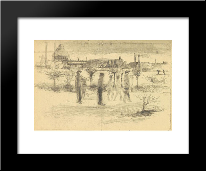 Miners In The Snow At Dawn 20x24 Black Modern Wood Framed Art Print Poster by Van Gogh, Vincent