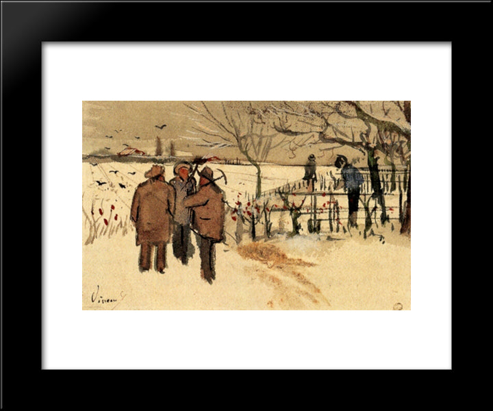 Miners In The Snow Winter 20x24 Black Modern Wood Framed Art Print Poster by Van Gogh, Vincent