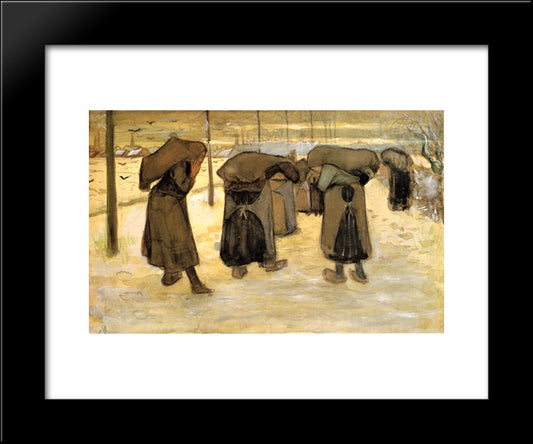 Miners' Wives Carrying Sacks Of Coal 20x24 Black Modern Wood Framed Art Print Poster by Van Gogh, Vincent