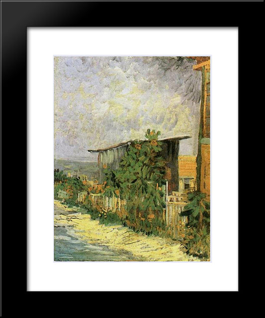 Montmartre Path With Sunflowers 20x24 Black Modern Wood Framed Art Print Poster by Van Gogh, Vincent