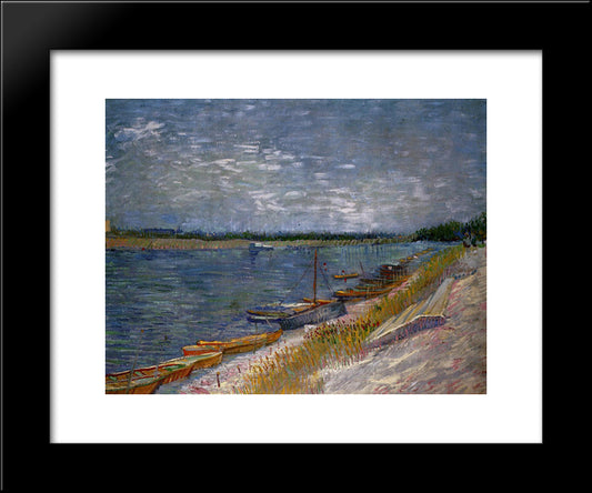 Moored Boats 20x24 Black Modern Wood Framed Art Print Poster by Van Gogh, Vincent